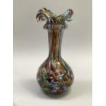 Mille fiore glass vase with handkerchief rim