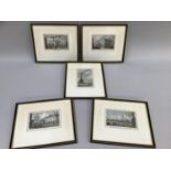 After N.Whittock, five hand tinted engravings depicting views of Leeds, pub J.Shury 10.5cm high