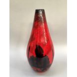 Peggy Davis 'Taj Mahal' ruby fusion vase, trial piece for Peggy Davis Ceramics, with raised