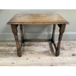 19th century oak occasional table on turned legs, 61cm wide