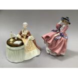 Two Royal Doulton figures of ladies, 'Top o' the Hill' HN1849 and 'Meditation' HN2330