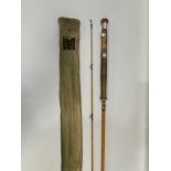 A Hardy Palakona Nocturnal Sea Trout loft two piece, split cane rod, No. H25501 with original bag