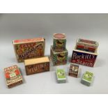 Vintage shop packaging, early 20th century to include Robin Starch in two sizes, Fairy Powder,