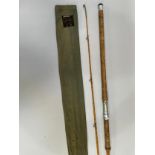 A Hardy Palakona No.3 LRH Spinning 9'6'' two piece split cane rod NO.H60091 with original bag