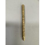 A Mabie, Todd & Bard of New York's 'Swan Pen' C1888, 14ct gold bib, gold plated floral scroll