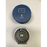 A Hardy Bros Ltd marquis salmon No 1 3 7/8 inch reel and line, in blue plastic, zipped pouch