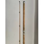 A Hardy Palakona No.2 LRH Spinning 9'6" two piece split cane rod, No. E59182, with bag