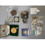 Miscellaneous lot of coins and medallions including a bronze British Empire and Commonwealth Games