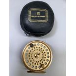 A Hardy Bros Ltd 'The Sovereign' 11/12 4inch fishing reel, serial no.335, with line and in black