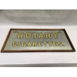 Original mirror advertising Rotary Cigarettes in gold lettering in oak frame, 44cm x 93cm
