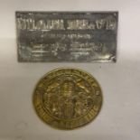 A brass Milners’ Patent Thief-Resisting safe plaque along with a brass WH Allen & Sons steam