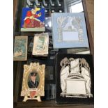 A collection of Victorian and later ephemera including eight memorial cards in pale blue and in