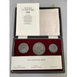 The Seals of Sir Walter Raleigh – three hallmarked silver copies by the British Museum in case of