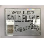 A vintage Will's Goldflake cigarettes reverse printed bevelled glass panel 30.5cm x 23cm.