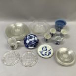 A quantity of Pyrex commemorative ware for Queen Elizabeth II, a Wedgwood Jasperware dish, Dutch