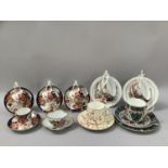 A collection of Victorian and later of cups and saucers and a trio including Hilditch and Son,