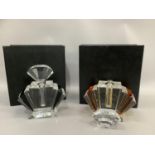 Two large Art Deco style perfume bottles for display in fitted cases