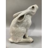 John Hine ceramic figure 'Moon Gazing Hare' with raku glaze, signed to base, 26.5cm high