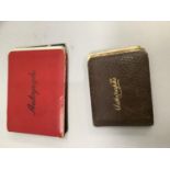 Two autograph books featuring names such as Louis Armstrong, Cilla Black, Edward Heath etc.