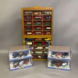A collection of 42 Oxford Die Cast and Days Gone die cast buses, trucks and vans, 15 in wooden