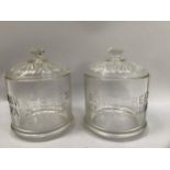 A pair of shop display jars for Rowntrees clear gums, 17cm high by 12.5cm diameter