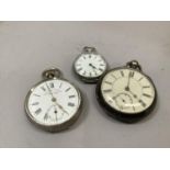 Three late 19th and early 20th century pocket watches all in open faced silver cases