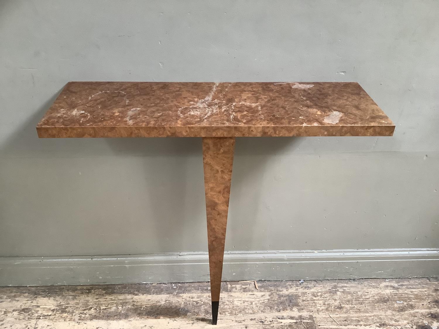 Nico Villenueve, London, A walnut veneered console table on pyramid tapered leg measuring 90cm by