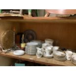 A Victorian tea service decorated with sprays of flowers and gilt, silver plated cutlery, further