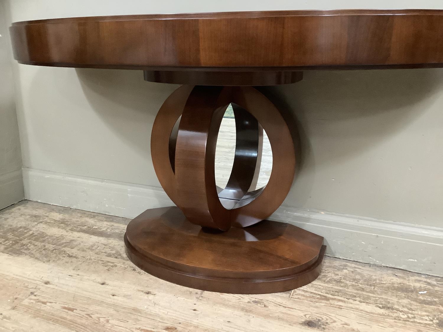 A reproduction console table with support formed of abstract curves and mirrored back, demi-lune - Image 5 of 8