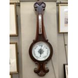 An oak and walnut barometer with enamel dial, 103cm high
