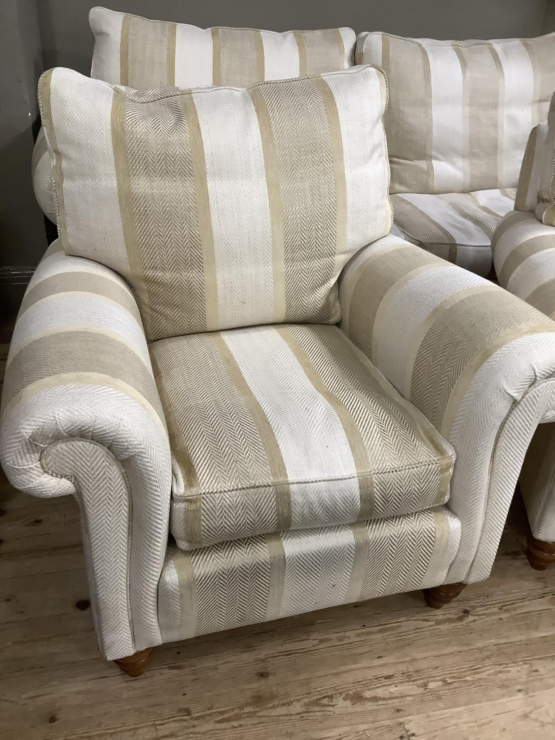 A Duresta three seater sofa upholstered in ecru and cream herringbone fabric together with two - Image 6 of 12