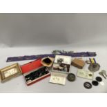 Quantity of Victorian and Edwardian haberdashery including buttons, beads etc