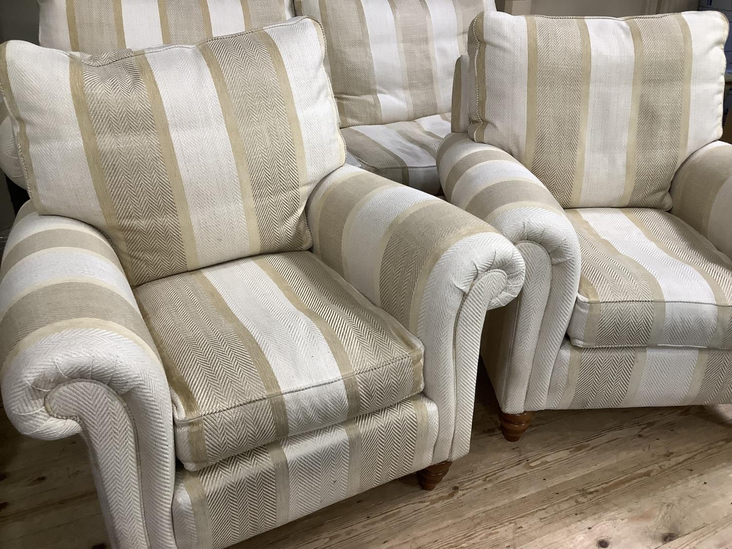 A Duresta three seater sofa upholstered in ecru and cream herringbone fabric together with two - Image 7 of 12