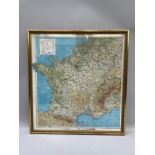 A WWII escape map Zones Of France 2nd edition, issued 1944, 58cm x 54cm