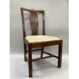 A mahogany splat back Georgian chair, on square legs, cream upholstered fabric