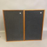A pair of vintage Wharfedale Dovedale 3 loudspeakers, with switchable circuits and removable front