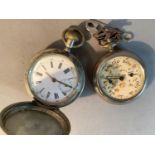 A 19th century pocket watch in a nickel hunter case with swiss keyless movement; together with an