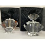 Two large Art Deco style perfume bottles for display in fitted cases