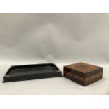 Mauchlineware box with floral design together with ebony tray with sliver corners