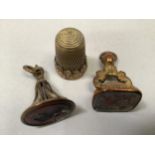 Two George III seal fobs both with paste intaglios (one at fault) together with early 19th century