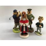 Robert Harrop Doggie People comprising, Bloodhound Judge, Golden Retriever Golfer, World War 1