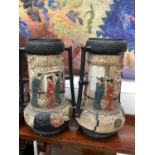 Pair of Cyples pottery figures depicting Chinoiserie scenes, 31cm high