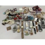 A collection of costume jewellery including a mid 20th. Century enamel butterfly brooch and bar, a