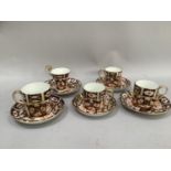 Five Royal Crown Derby, Old Imari pattern cabinet cups. Pattern 2451 of varying sizes.