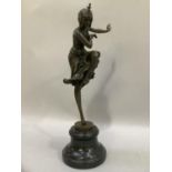 Reproduction Art Deco bronze-effect figure after Chiparus of a dancer in elaborate costume raised on