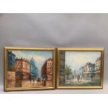 Basset L (1948-): two scenes of Paris, oil on canvas in gilt frames, 50cm x 60cm
