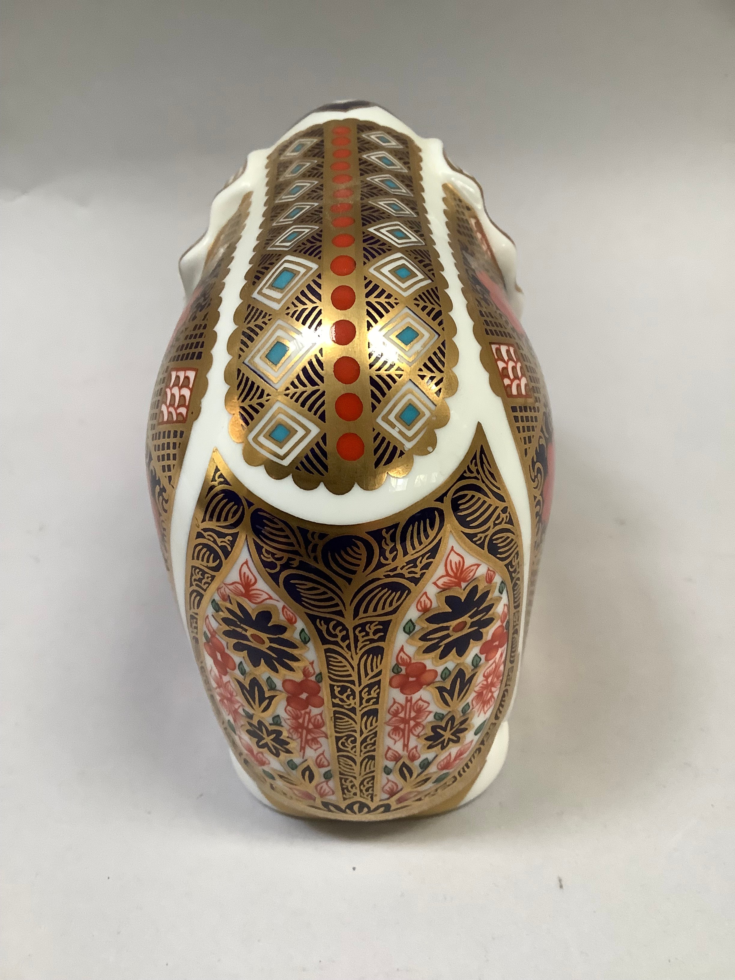 Royal Crown Derby Imari Elephant with gold stopper, 10cm high - Image 3 of 4