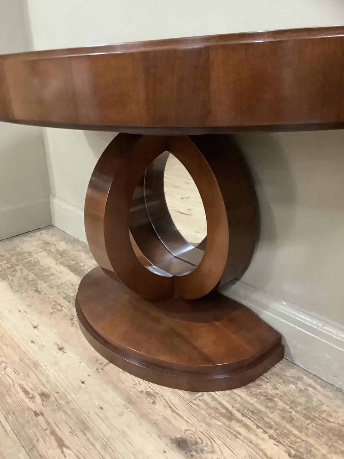 A reproduction console table with support formed of abstract curves and mirrored back, demi-lune - Image 7 of 8