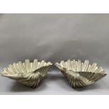 Pair of faux gilt giant clam shell centerpieces, 69 x 26 x 51cm