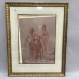 After Russell Flint, print of two Spanish women in gilt scalloped frame, 70cm by 51cm